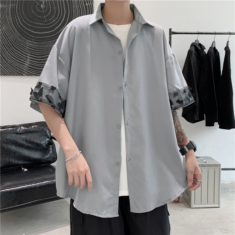 Áo sơ mi nam tay ngắn thắt nơ bướm phong cách thời trang Hàn Quốc