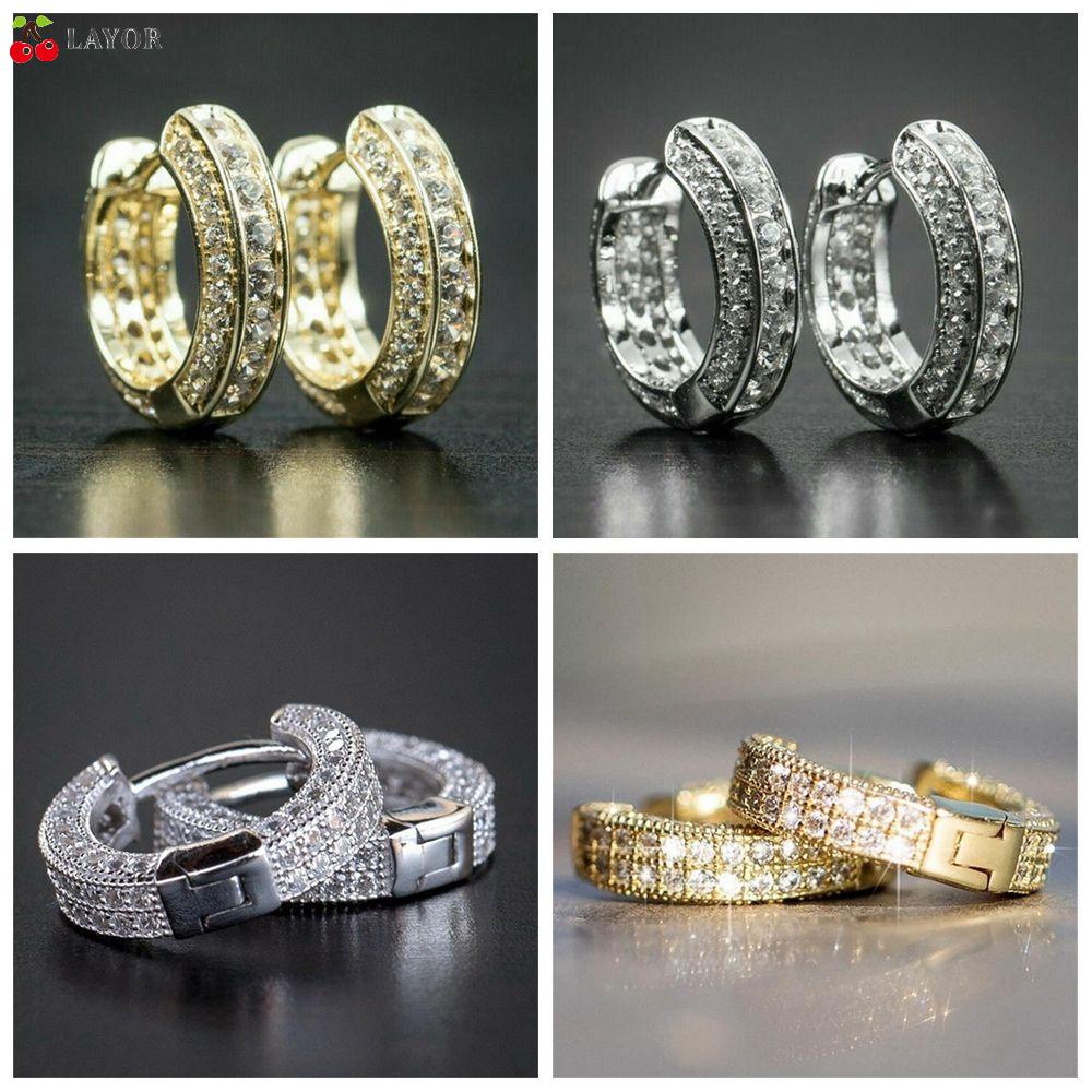 Khuyên Tai Tròn Đính Đá Zircon Thời Trang