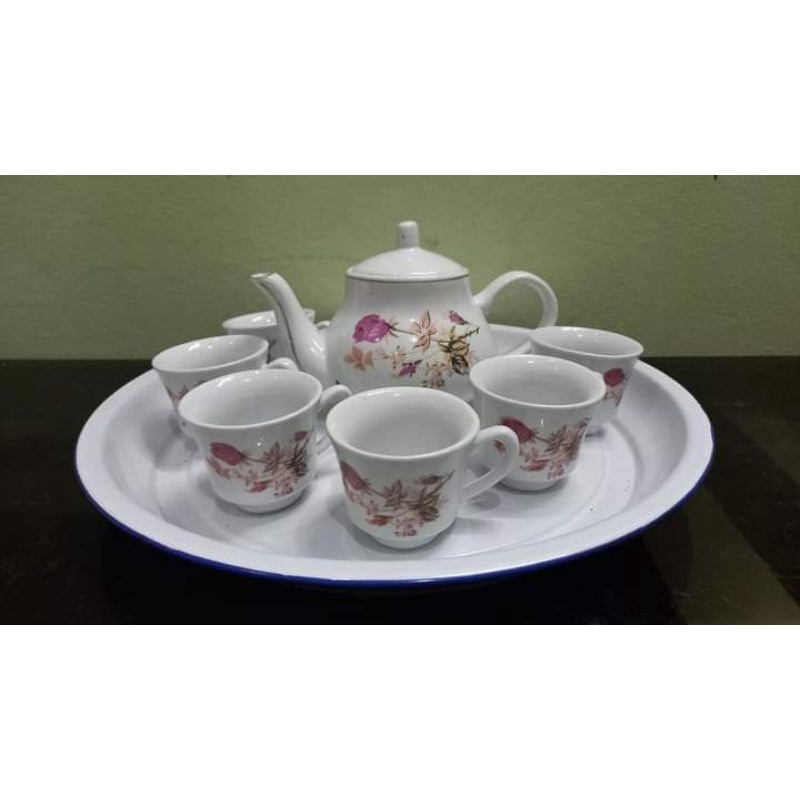 BỘ ẤM CHÉN HOA HỒNG THỜI BAO CẤP HÀNG LƯU KHO