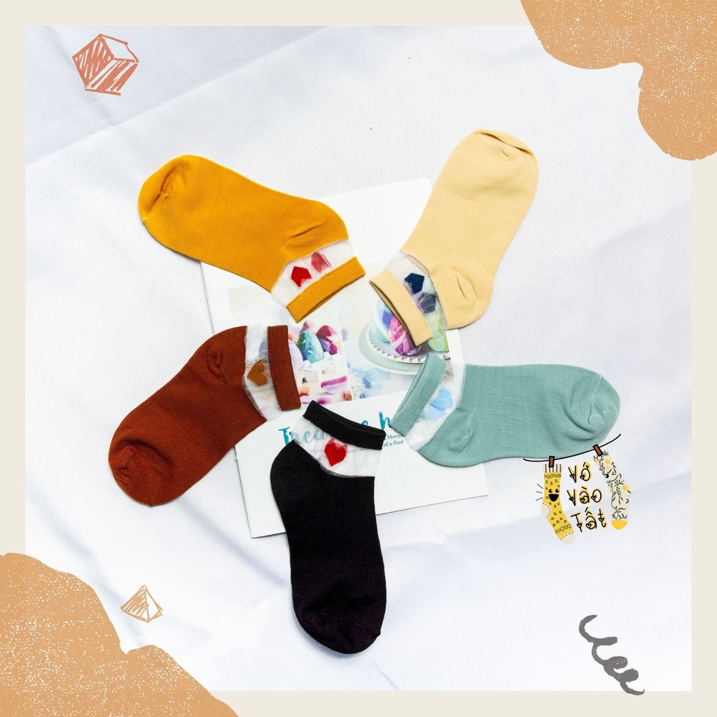 TẤT VỚ NỮ CỔ NGẮN TIM TRONG SUỐT