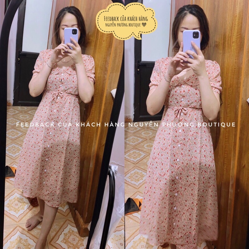 Váy hoa nhí vintage cổ bèo cài cúc thật phong cách ulzzang Hàn Quốc (Video + ảnh thật + feedback) | BigBuy360 - bigbuy360.vn