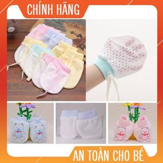 Sét Bao Tay, Bao Chân Cao Cấp Cho Bé Sơ Sinh Len Lưới.