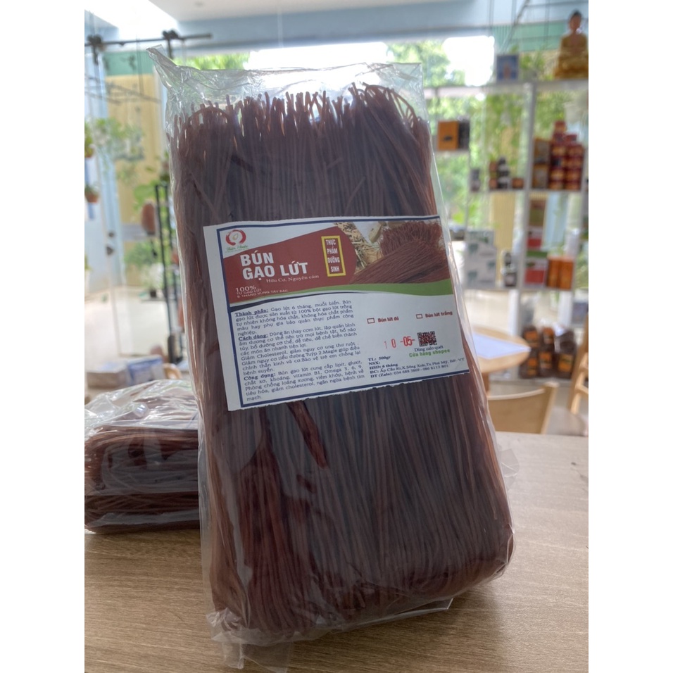 Bún Gạo Lứt Đỏ Hữu Cơ Tự Nhiên - Không hóa chất - không phẩm màu - không chất bảo quản - 500gr