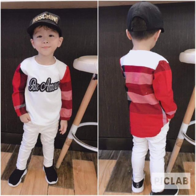Set áo ca rô , quần trắng