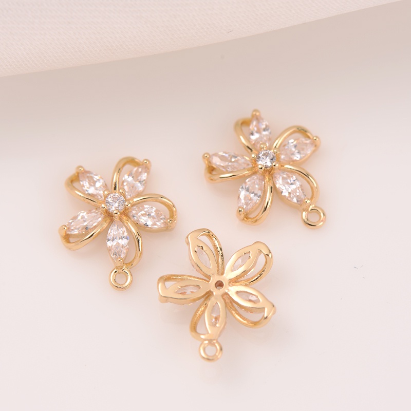 Mặt Dây Chuyền Hình Hoa Năm Cánh Bằng Đồng 14K Màu Vàng Đồng diy