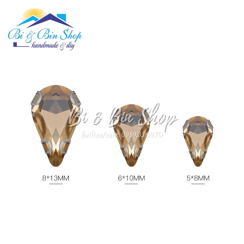 20 Viên Đá Đế Giọt Nước 8x13mm Hạt Pha Lê Đính Kết Trang Phục Thời Trang