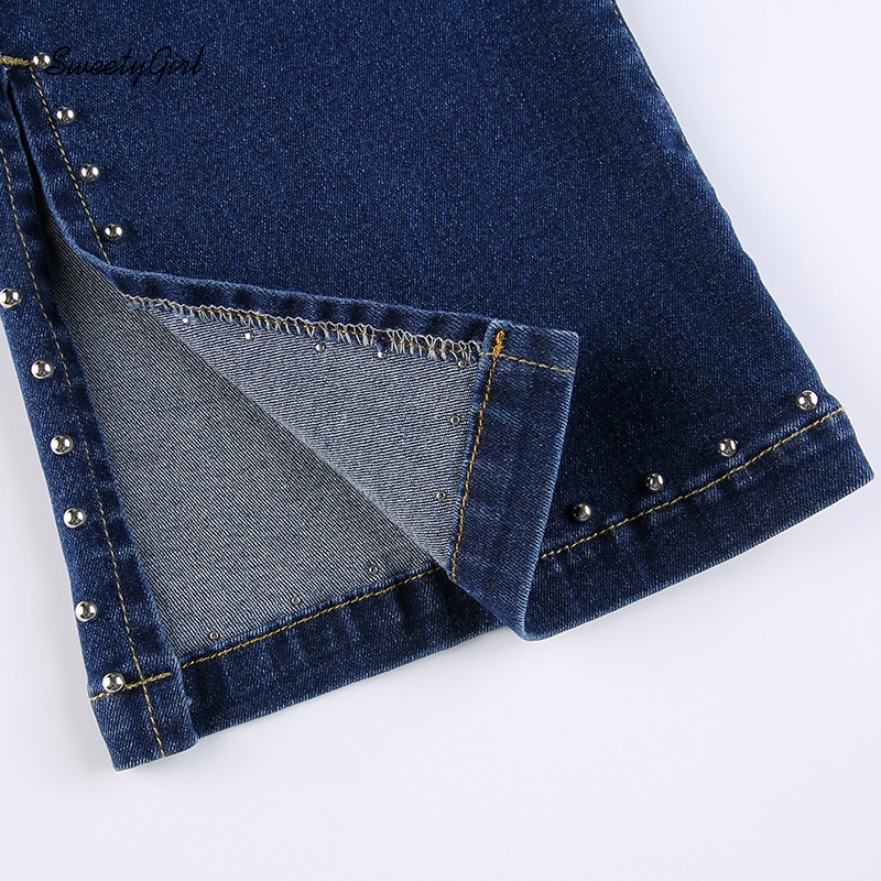 Quần Jeans Nữ Ống Loe Đính Hạt 2022 Thời Trang