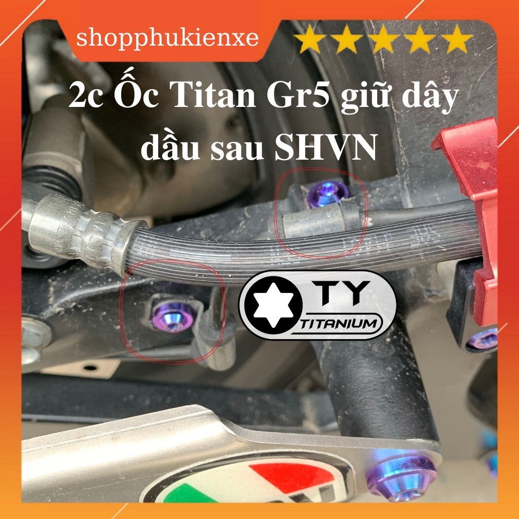 Combo 2c Ốc Titan Gr5 gắn giữ Dây dầu sau SHVN