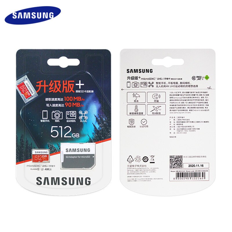 SAMSUNG Thẻ Nhớ Micro SD EVO Plus 128GB 256GB 512GB Tốc Độ Cao Hỗ Trợ Thẻ Nhớ Microsd TF 10 Microsd