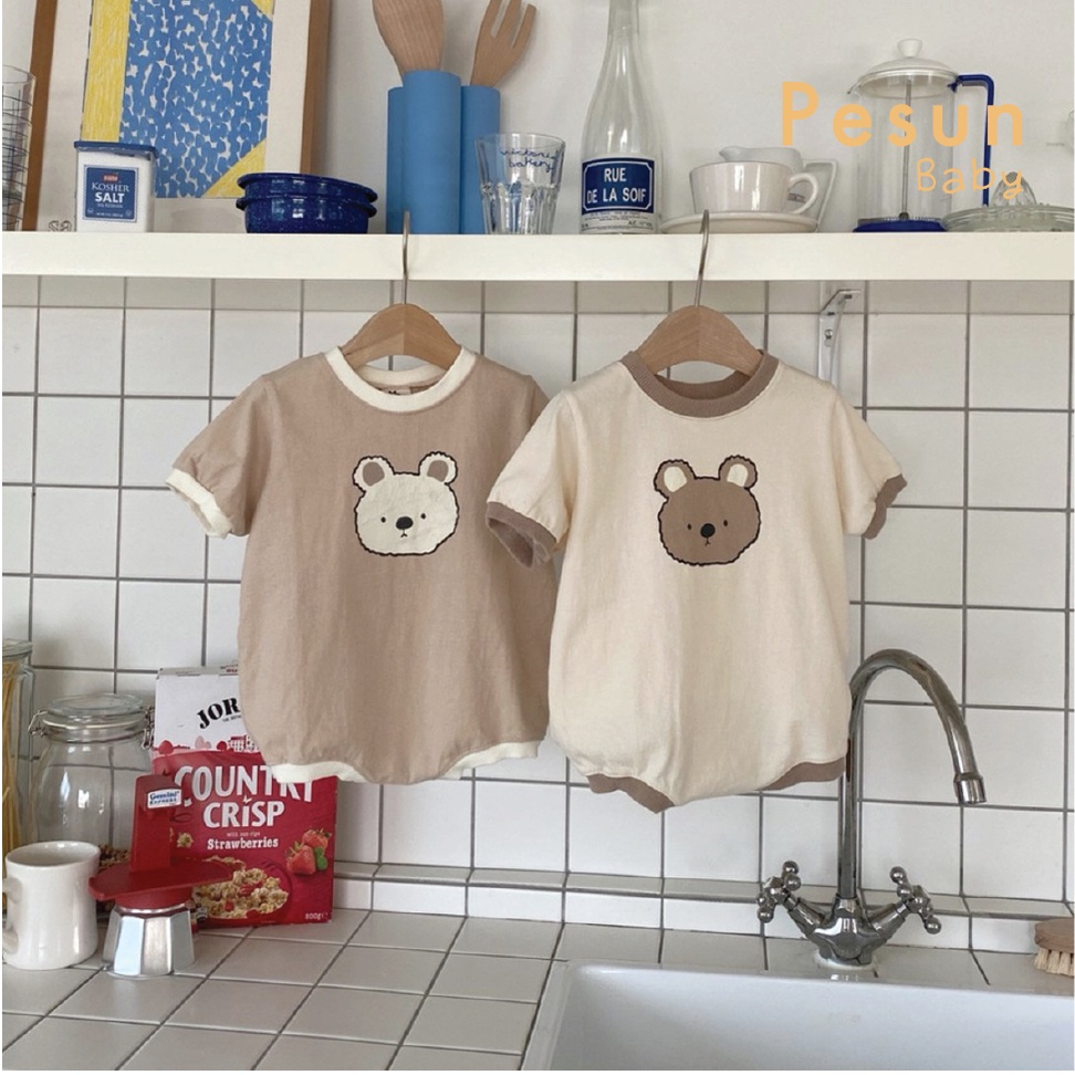 Bodysuit In Hình Mặt Gấu Cho Bé Từ 0-2 Tuổi