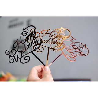 Thẻ cắm mica Happy Wedding