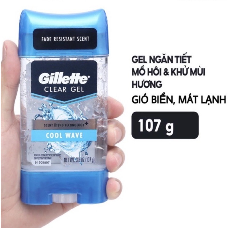 LĂN KHỬ MÙI GILLETTE - Cool Wave Clear Gel 107g