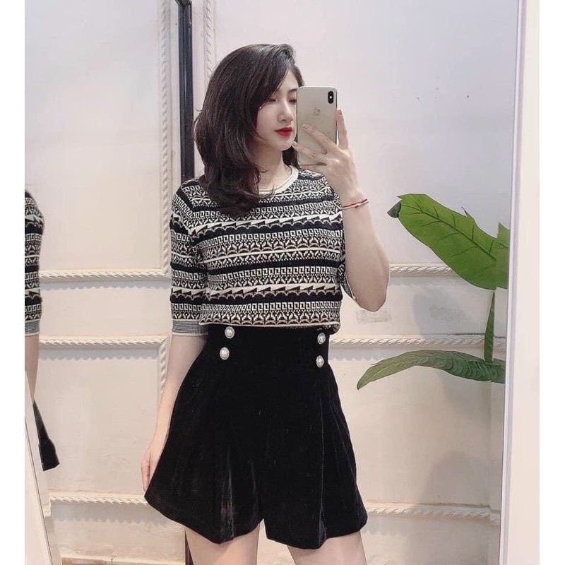 Quần Short Đùi Nhung BIG SIZE Phối Cúc Cạp Cao Ống Rộng Dáng Váy THUS639, Sooc Nữ Ngắn Vải Tuyết Nhung Mềm Mịn THUS639