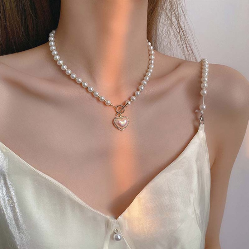Vòng cổ Mặt Trái Tim Đính Ngọc Trai