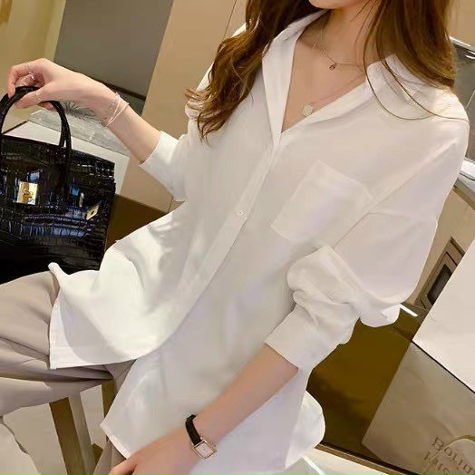 Áo sơ mi nữ form rộng UNISIEX trắng trơn dài tay basic cao cấp phong cách trẻ trung năng động ASM01
