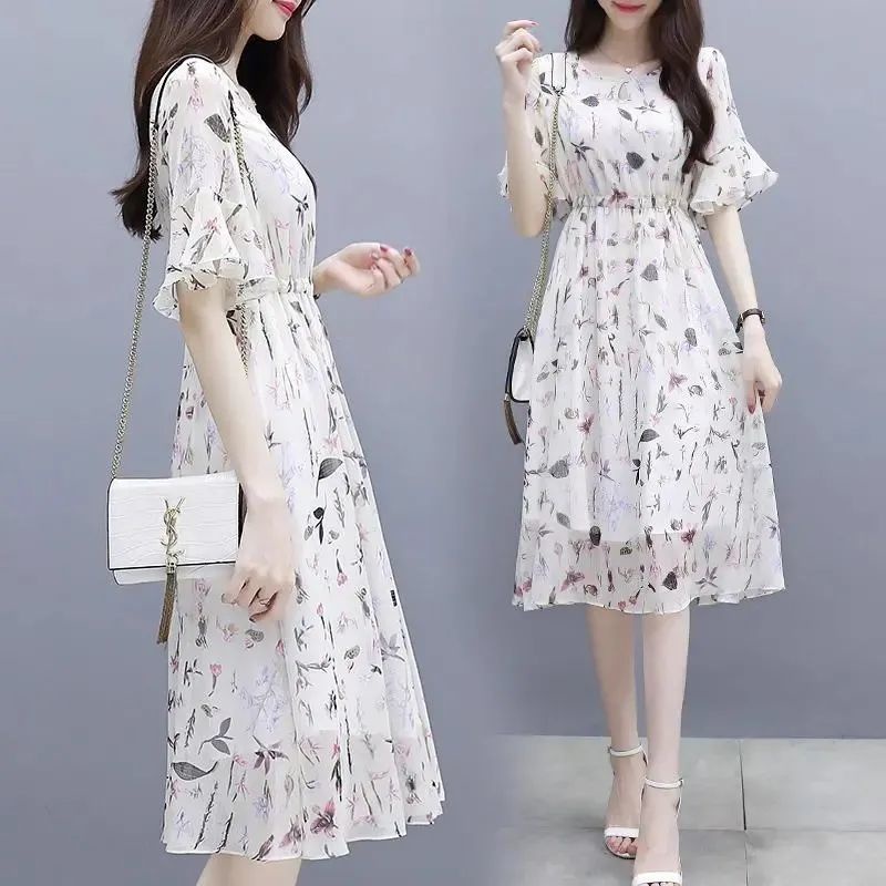 Đầm Lụa Mát Dáng Chữ a In Họa Tiết Hoa Thời Trang Xinh Xắn Cho Nữ