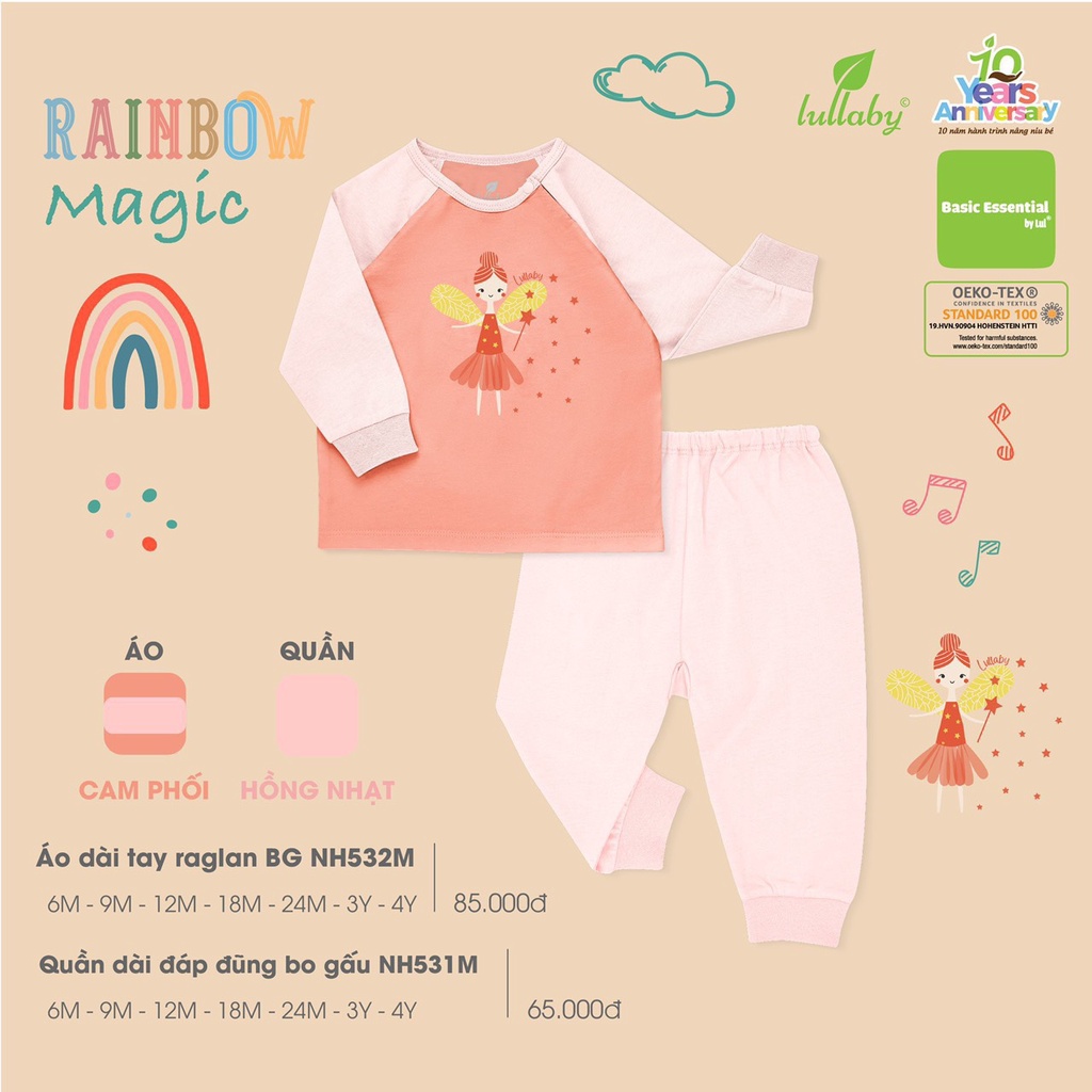 Bộ dài tay mỏng Lullaby bé trai bé gái NH451M và Nh530M