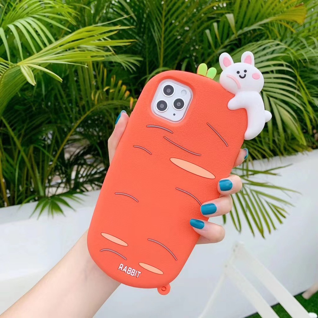 Ốp điện thoại silicone dẻo hình củ cà rốt và thú thỏ đáng yêu thời trang cho IPHONE 11PROMAX X XS MAX XR 6 6S 7 8PLUS 12 pro max | BigBuy360 - bigbuy360.vn