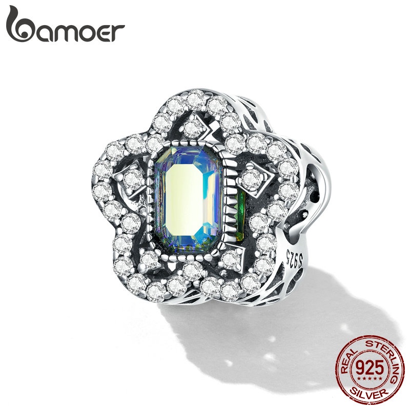 Mặt dây BAMOER Bạc 925 hình hoa phong cách thanh lịch sang trọng cho nữ