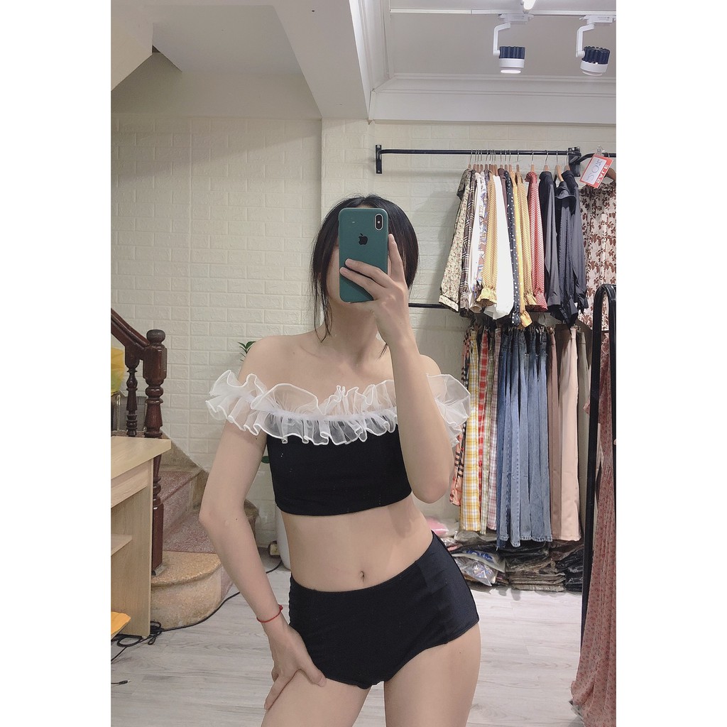 Bikini hai mảnh quây đen bèo trắng đẹp ( Bầu bí mặc được ) | BigBuy360 - bigbuy360.vn