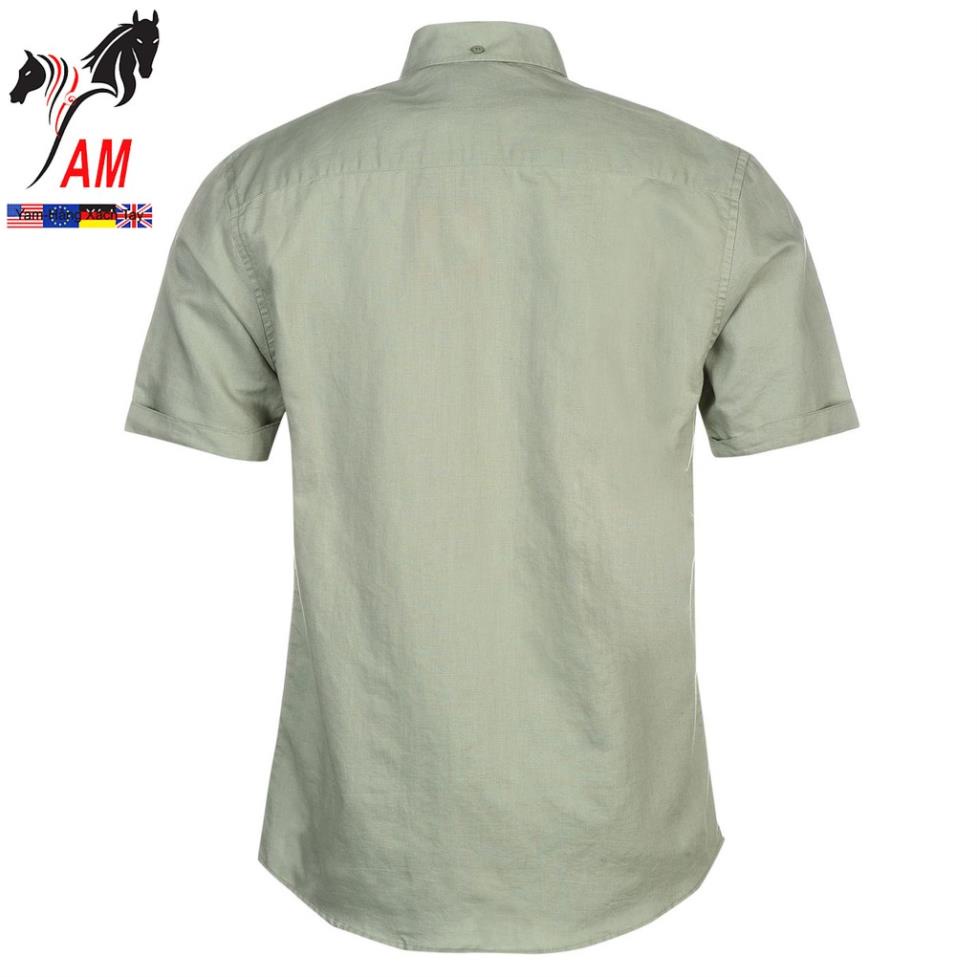 Áo Sơ Mi Nam Ngắn Tay PIERRE Cardin Check Short Sleeve Linnen Shirt Mens Cao Cấp (Light Green  - Size EU - UK) !