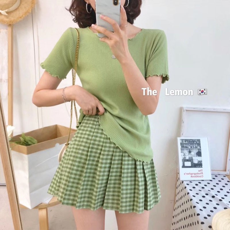 Áo tay ngắn màu trơn kiểu dáng thời trang mùa hè dành cho nữ
