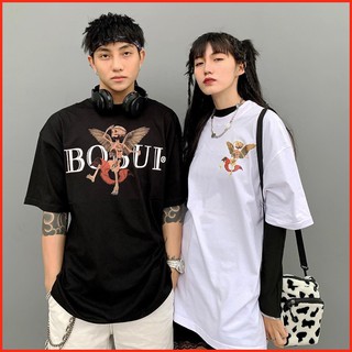 Áo thun tay lỡ Unisex aossi , áo phông form rộng , Áo thun BOBUI SKEL ANGEL