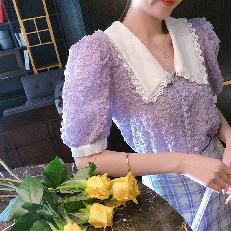 Áo Sơ Mi Tay Ngắn Kiểu Hàn Quốc Thời Trang Mùa Hè Cho Nữ