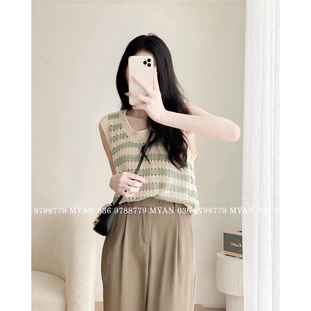 Áo ba lỗ len móc HOTTREND Hàn Quốc 2022