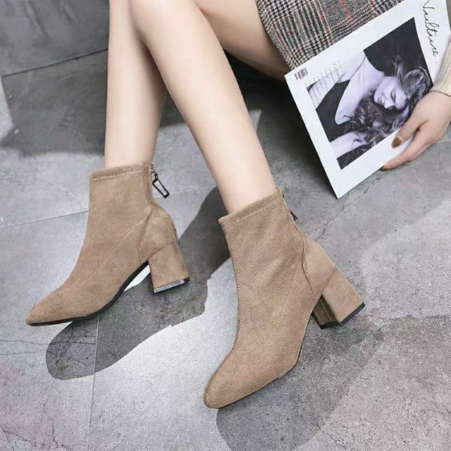 Boot đế vuông 5 cm da lộn ( Hàng order  Hà gấu ) hagauorder