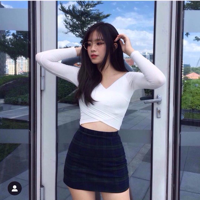 Áo Croptop Tay Dài Đắp Chéo Trễ Vai Ôm Body - Tôn dáng xinh FIORI STORE 151