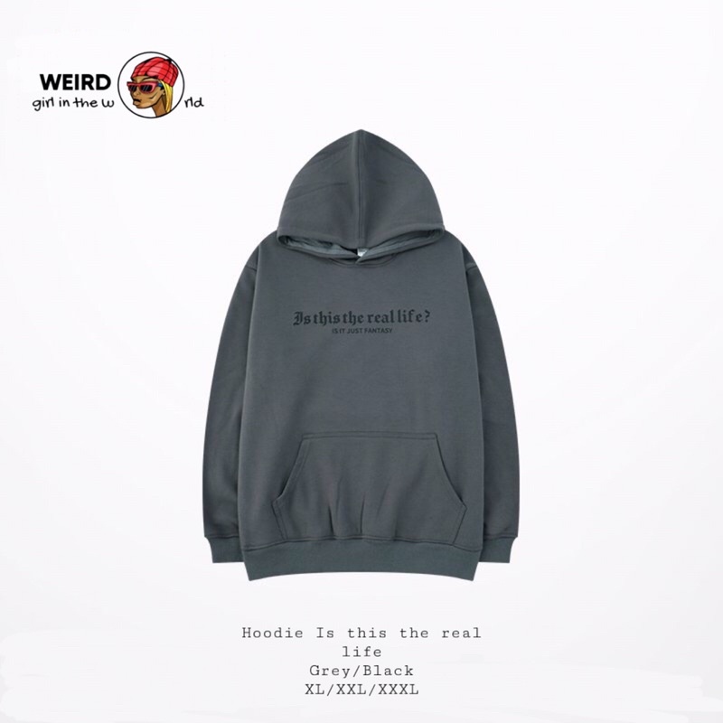 Áo hoodie Is the real life caro áo nỉ lót lông, form rộng unisex nam nữ ,streetstyle áo hoodie nữ nam essentials dày mũ