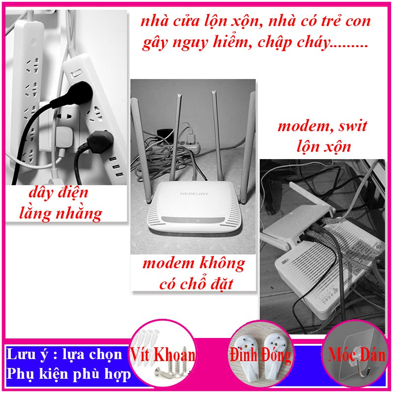 Giá treo tường, Kệ gắn tường không cần khoan, chất liệu gỗ cao cấp - B41