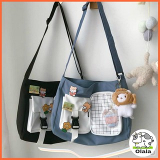 (CHỐNGNƯỚC) Túi Vải Đeo Chéo Đi Học Cốc Nước Phong Cách Xinh Xắn Dành Cho Nữ