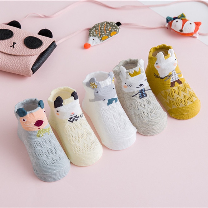 Set 5 đôi tất vớ lưới cho trẻ 0 - 3 tuổi vải cotton dệt lưới thoáng khí mùa hè có túi zip bảo quản - Nắng Của Mẹ_HTHU