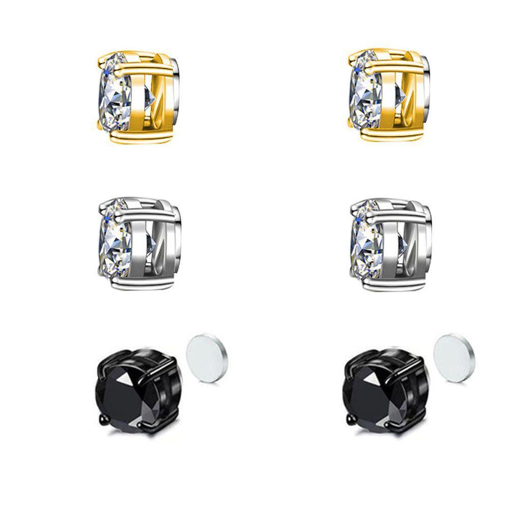 MXGOODS Ear Clips Trendy Small Titanium steel Ziron No Pierced For Men Women Clip On Earrings