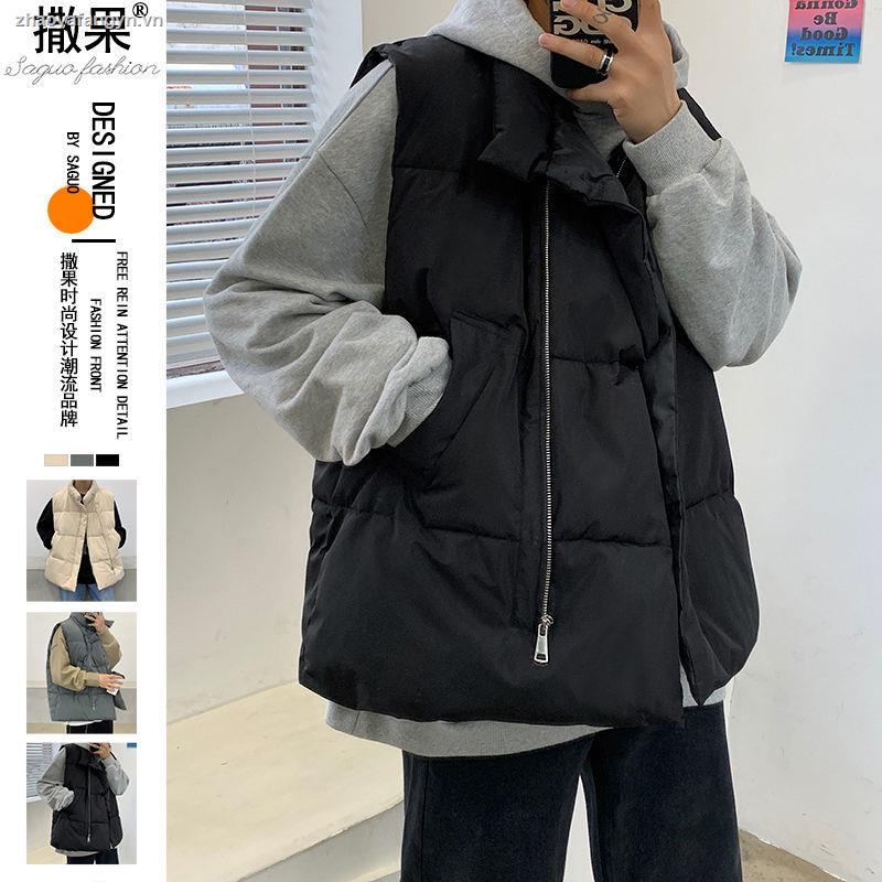 Áo khoác phao không tay cổ đứng phong cách Hồng Kông thời trang mùa thu cho nam