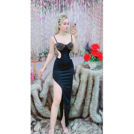 Đầm body đinh đá hình chup thât