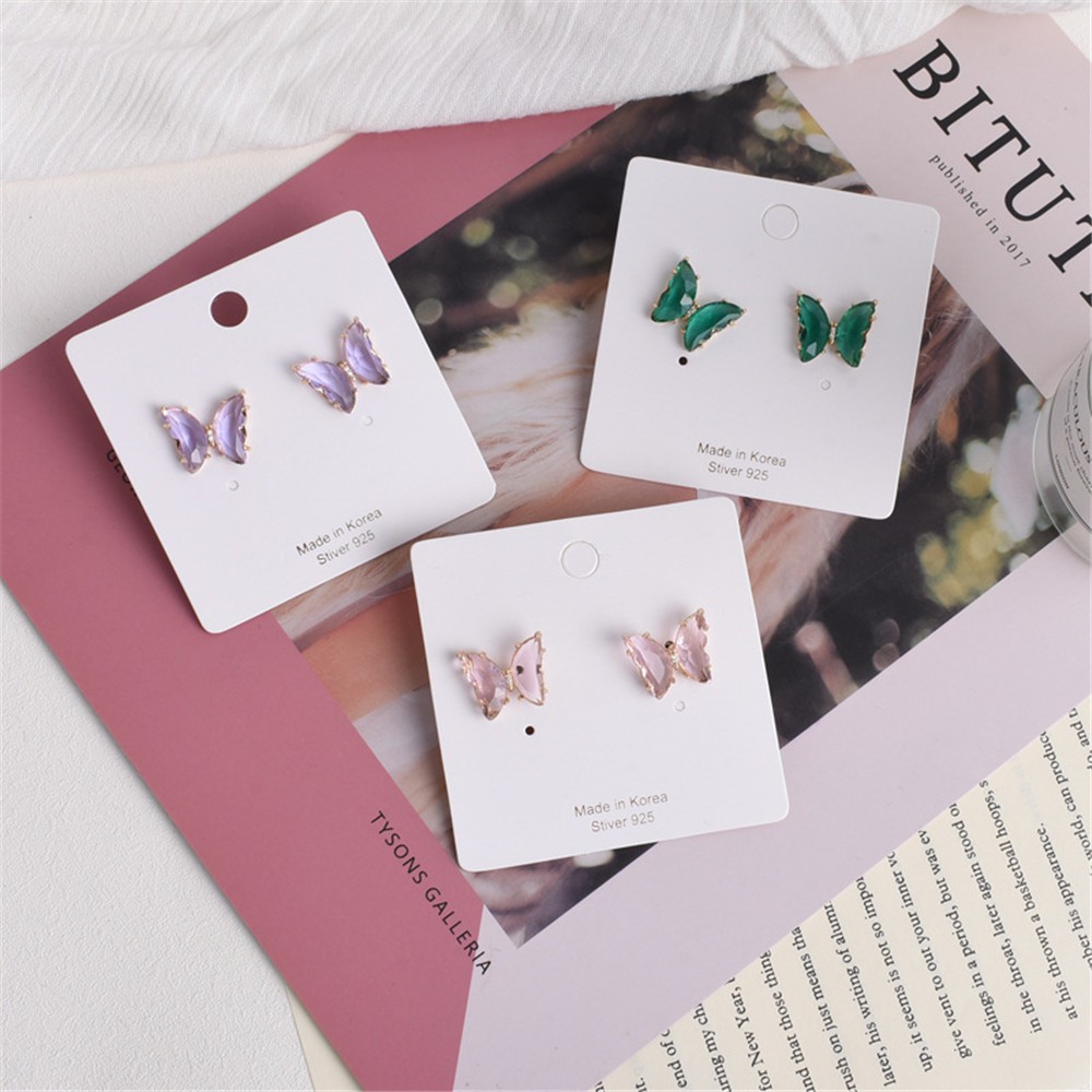 Bộ Vòng Cổ + Bông Tai + Nhẫn Hình Bướm Đính Đá Lấp Lánh Cho Nữ