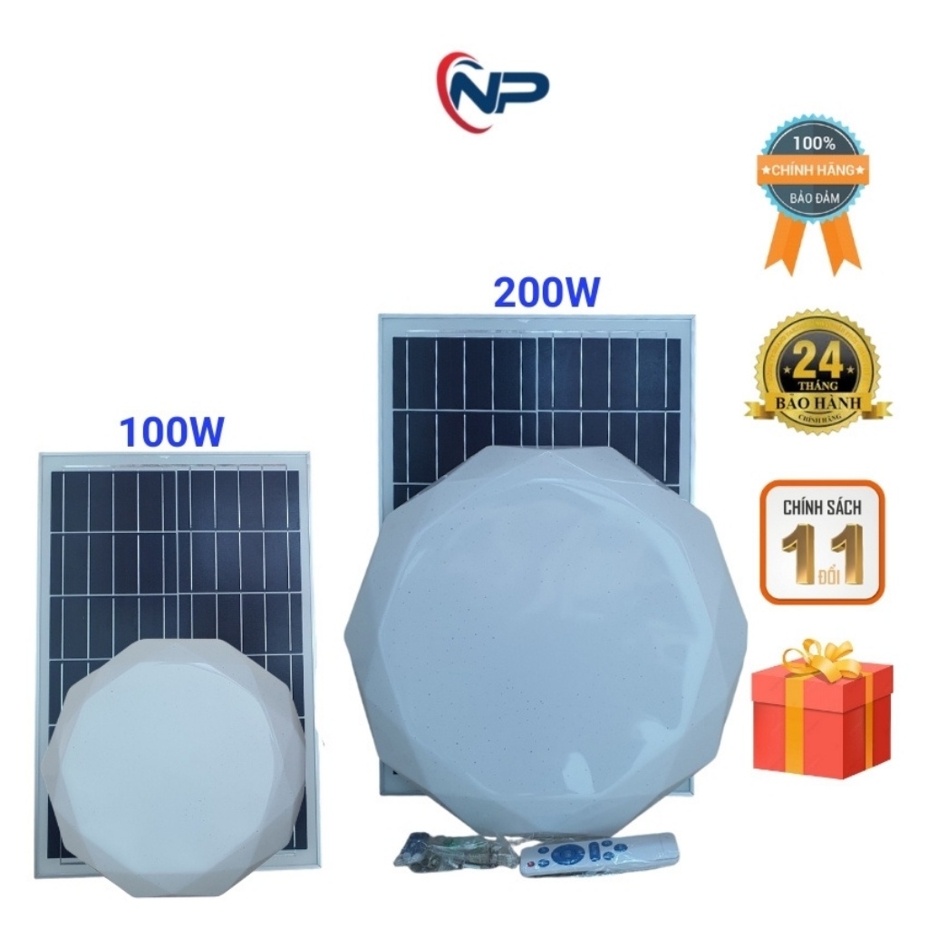 [Quà20k]Đèn Năng Lượng Mặt Trời Ốp Trần Nhà Công suất 100w,200w Chính Hãng Tiết Kiệm Điện tuổi thọ 10 năm Bảo Hành 2 Năm