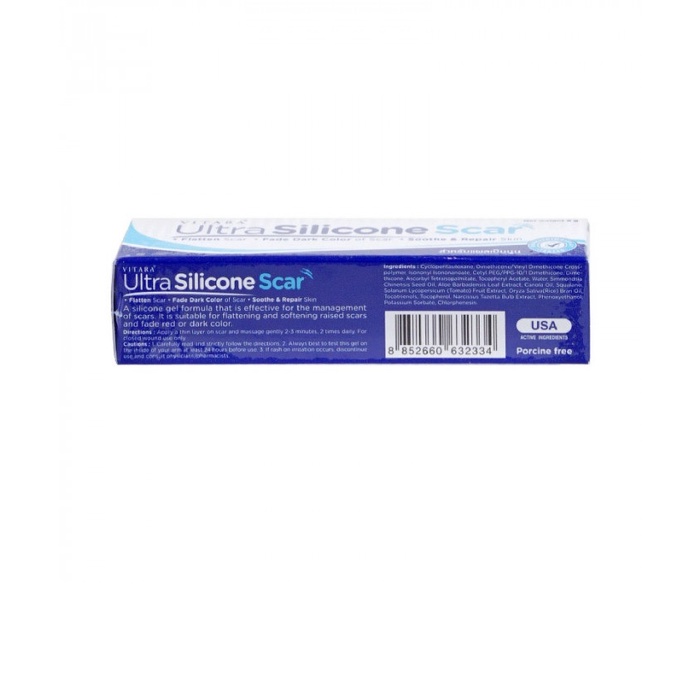 Vitara Ultra Silicone Kem Thoa Sẹo Lồi, Sẹo Mổ, Sẹo Do Tai Nạn-Tuýp 9g- Nhập khẩu chính hãng- Tặng kèm khẩu trang KF94