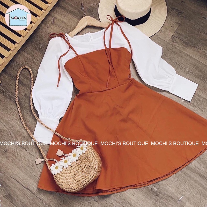 Váy đầm bánh bèo nữ đầm xòe tiểu thư, tay bồng váy hai dây mẫu  đẹp mặc kết hợp hoặc mặc rời đều được -M013 | BigBuy360 - bigbuy360.vn