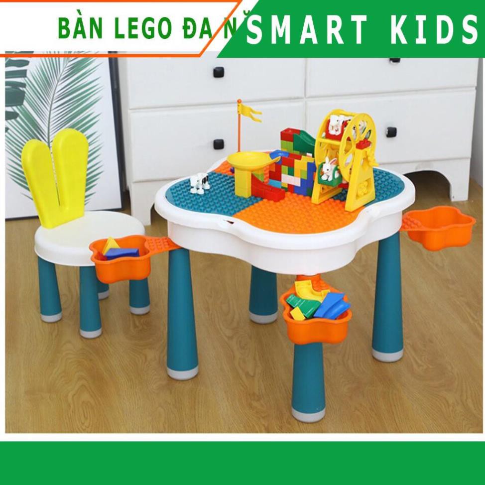 Bộ bàn lego đa năng hoa anh đào, Bàn học cho bé kèm 65 chi tiết Lego
