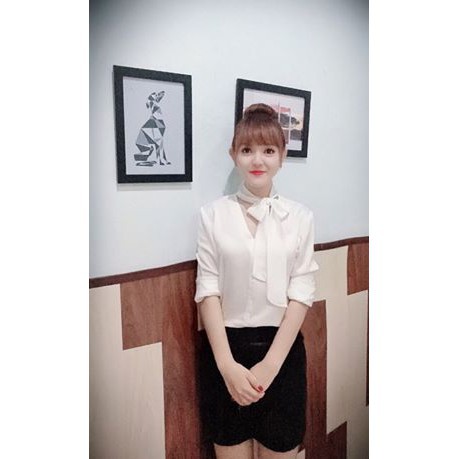 Áo Tay Dài Nữ 💖𝑭𝒓𝒆𝒆𝒔𝒉𝒊𝒑💖 Áo Sơ Mi Thắt Nơ Vải Lụa Form Suông | BigBuy360 - bigbuy360.vn