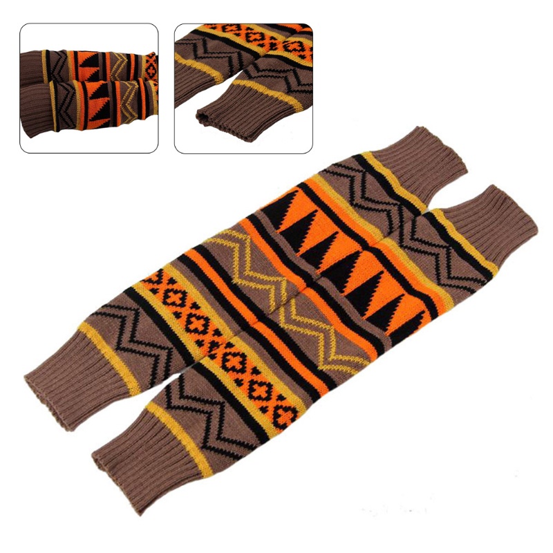 Youyo Vớ Ống Chân Dệt Kim Họa Tiết Hình Học Kẻ Sọc Phong Cách Boho Giữ Ấm Chân Cho Nữ