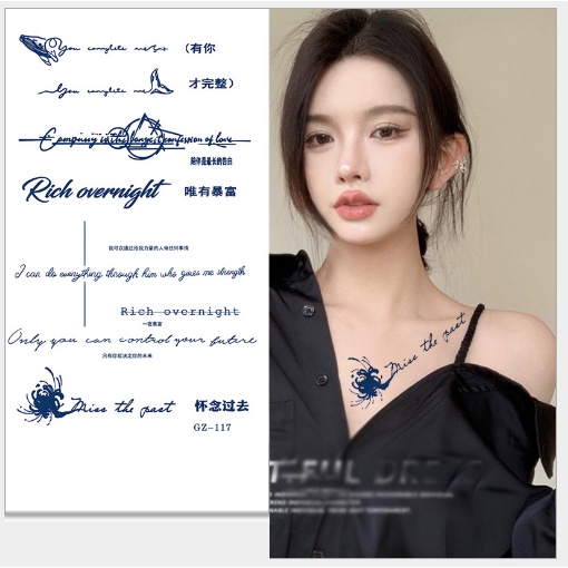 Hình xăm mẫu GZ-117dán xăm tạm tời JULLY Tattoo chất Trang trí nail mi spa