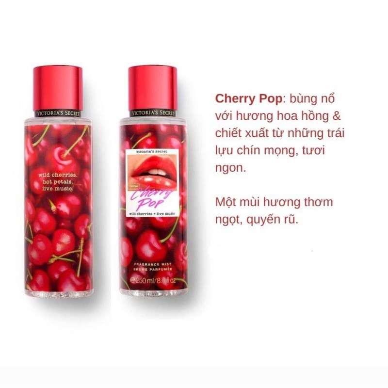 Xịt Thơm Toàn Thân  Bodymist  Victoria's Secret mùi CHERRY POP - Sexy cuốn hút