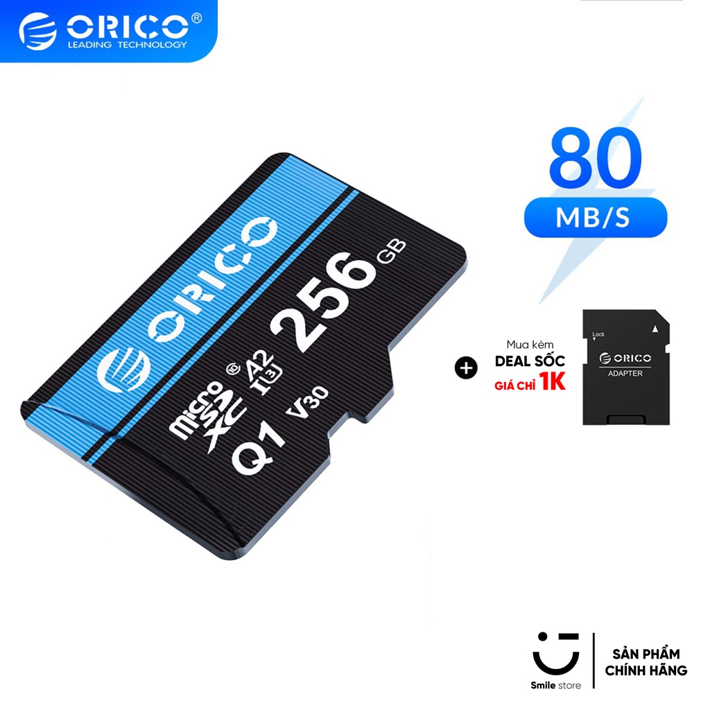 Thẻ Nhớ Micro SD ORICO MSQ1 Tốc Độ Cao 80MB/S Dung Lượng 256GB/128GB/64GB/32GB/8GB - Hàng Chính Hãng