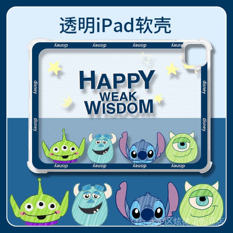 Disney Ốp Máy Tính Bảng Trong Suốt In Hoạt Hình Chống Sốc Cho Ipad Air5 9th Generation 10.2 Inch pro11 mini6 air4/3/2