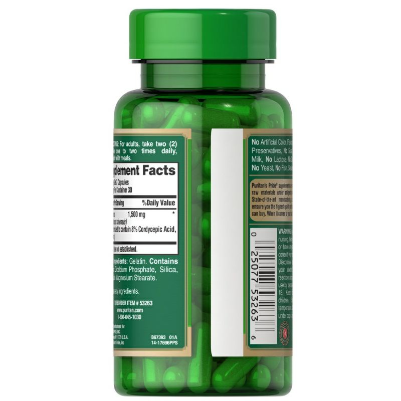 Đông trùng hạ thảo Cordyceps Mushroom 750mg 60 viên Puritan's Pride